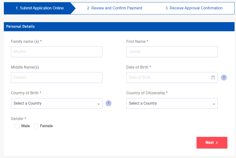 e-Visa Antrag